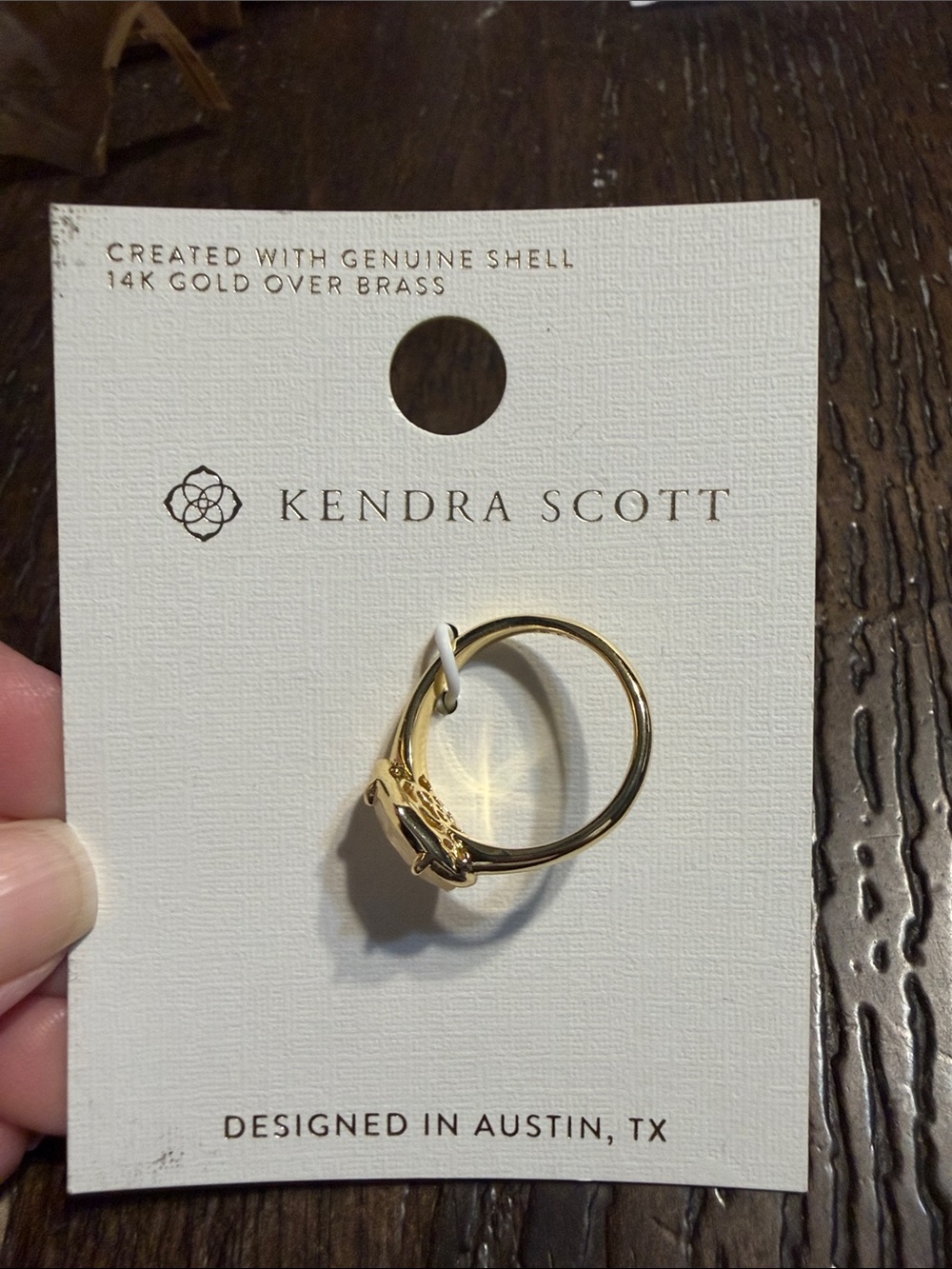 Kendra Scott Gold Ring with Iridescent Shell Accent